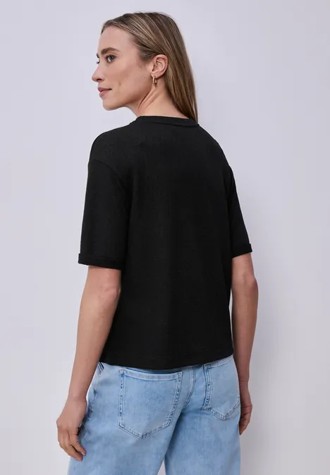 T-shirt à col rond en tricot Black