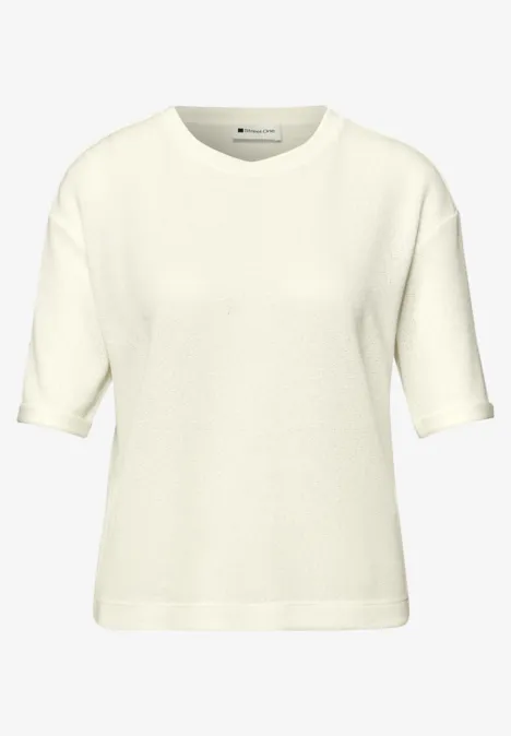 T-shirt à col rond en tricot off white