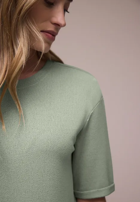 T-shirt à col rond en tricot mint leaf