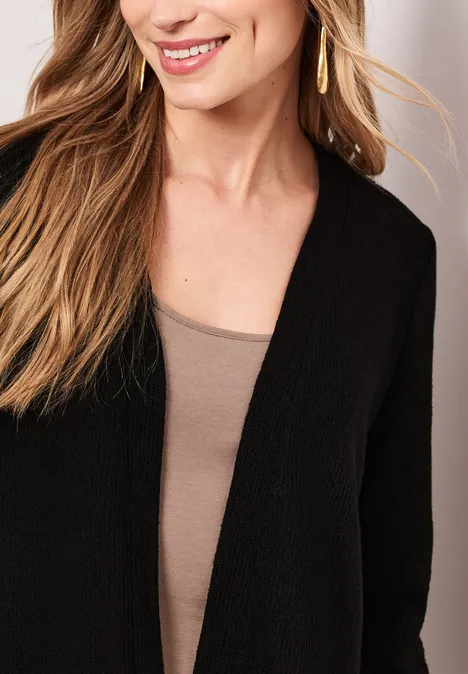 Jas met lange mouwen in gebreide look Black