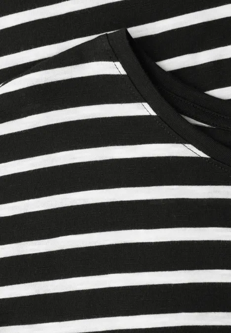 T-shirt à rayures Dropped Shoulder Black