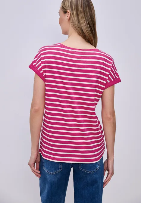 T-shirt à rayures Dropped Shoulder magenta dream