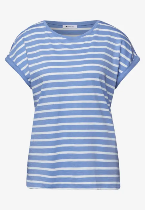 T-shirt à rayures Dropped Shoulder bonnet blue