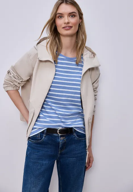 T-shirt à rayures Dropped Shoulder bonnet blue