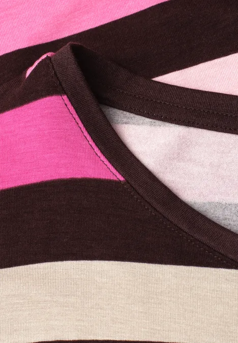 T-Shirt mit Rundhals und Elastiksaum espresso brown