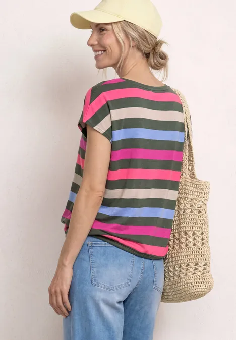 T-shirt à col rond et ourlet élastiqué bound green