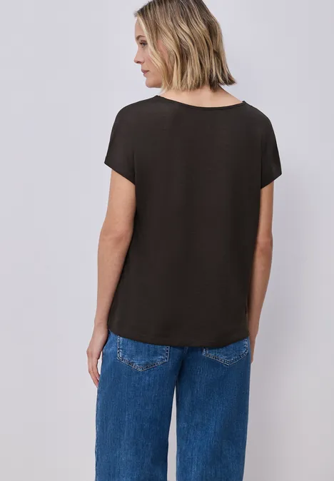 Dropped Shoulder Shirt im Leinen-Look espresso brown
