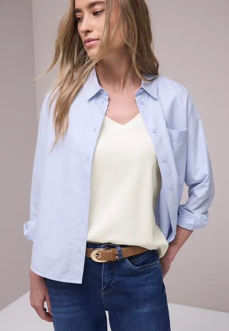 Basic T-Shirt mit V-Neck off white