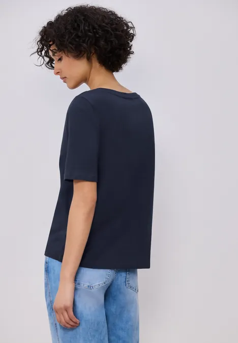Basic T-Shirt mit V-Neck shadowed navy
