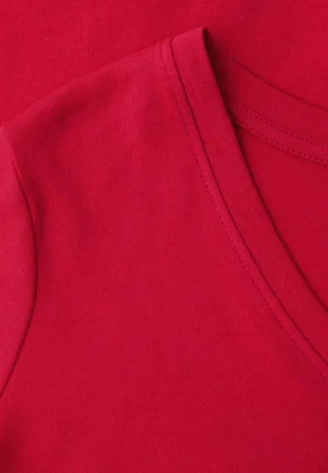 Basic T-Shirt mit V-Neck salsa red