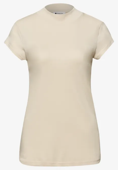 T-shirt de base avec Turtle Neck smoke beige