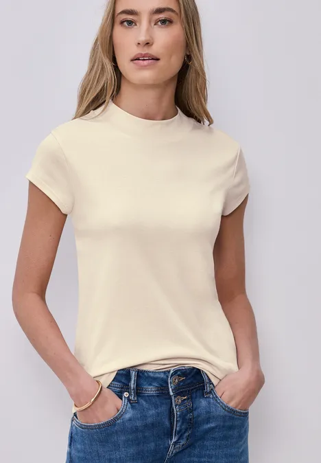 T-shirt de base avec Turtle Neck smoke beige