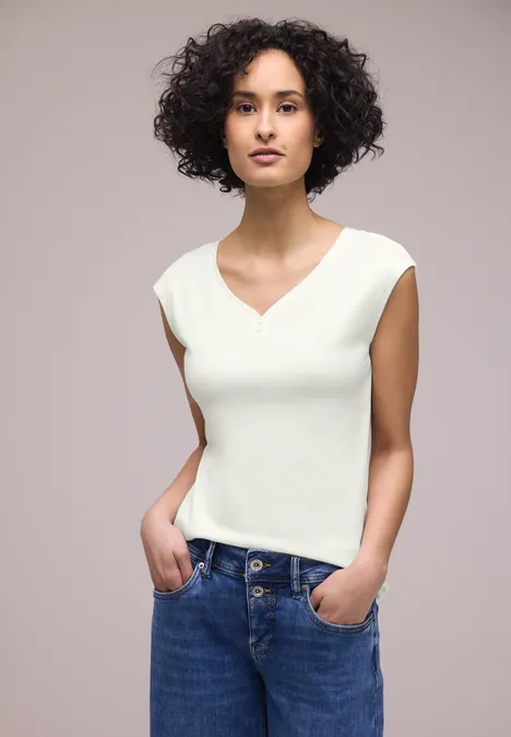 Shirt met knoopdetail off white