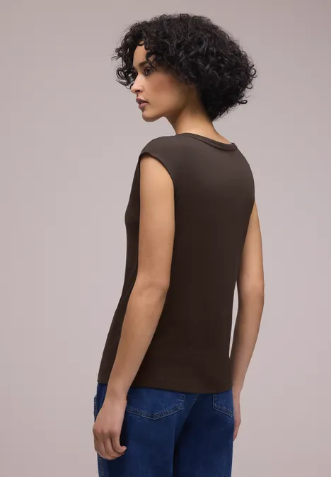 T-shirt avec détail de boutons espresso brown