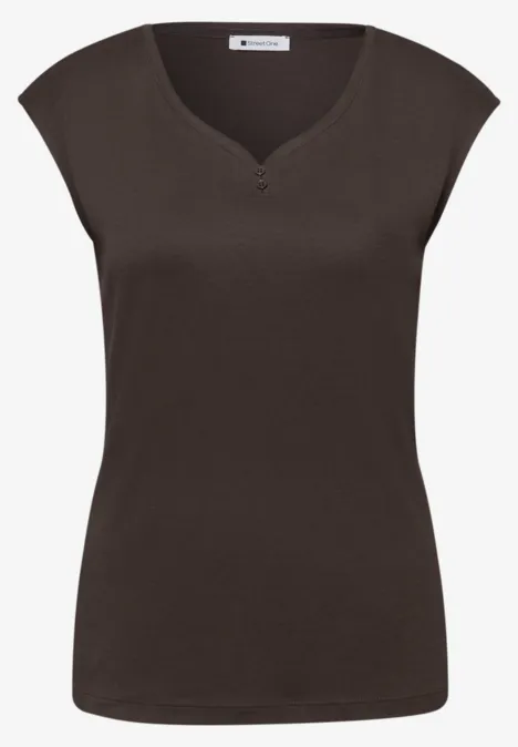 T-shirt avec détail de boutons espresso brown