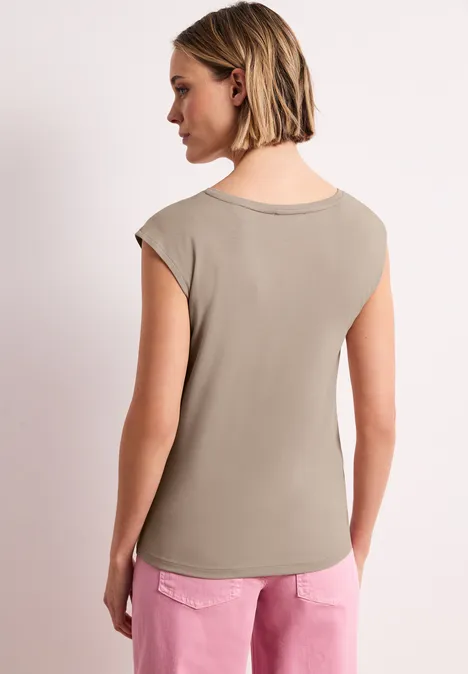 Shirt met knoopdetail timeless beige