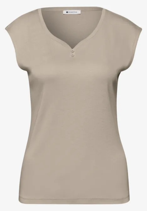 Shirt mit gerundetem V-Ausschnitt timeless beige