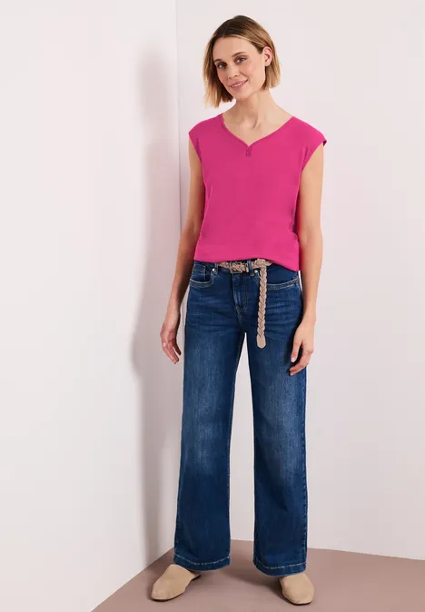 T-shirt avec détail de boutons magenta dream