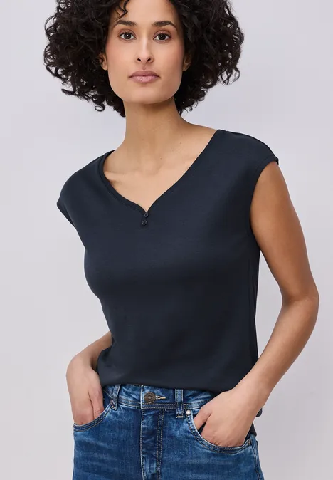 Ärmelloses Shirt mit Knopfdetail shadowed navy