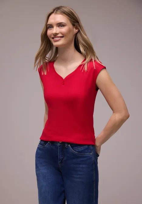 Ärmelloses Shirt mit Knopfdetail salsa red Ärmelloses Shirt mit Knopfdetail salsa red