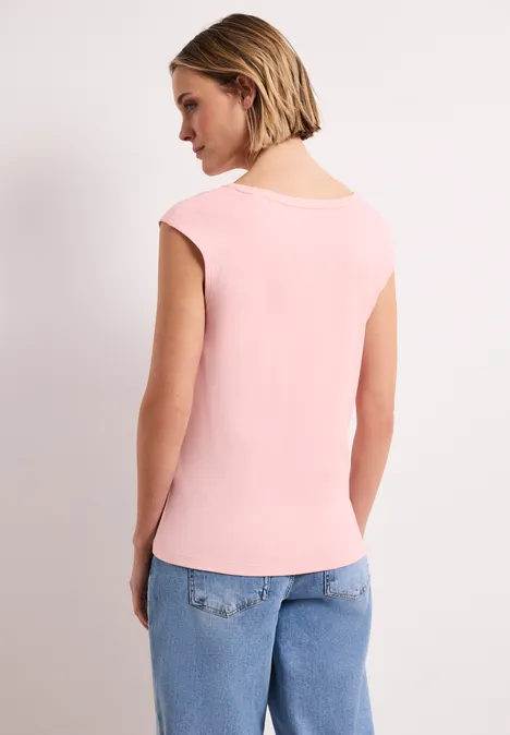 T-shirt avec détail de boutons minimal rose