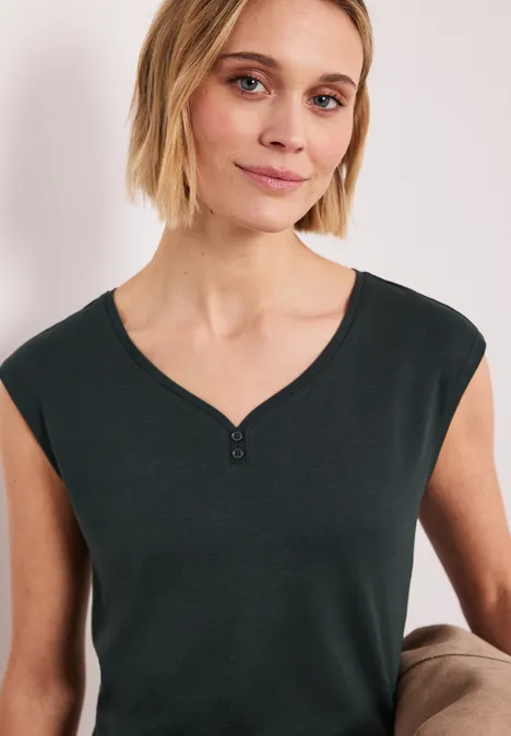 Shirt met knoopdetail deep bound green