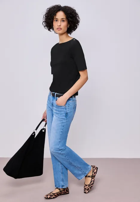 T-shirt avec détail de boutons Black