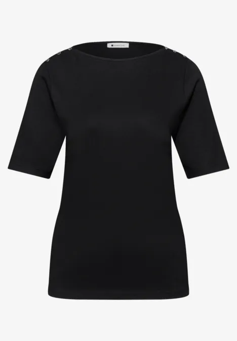 T-shirt avec détail de boutons Black