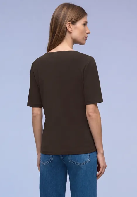 Shirt met knoopdetail espresso brown