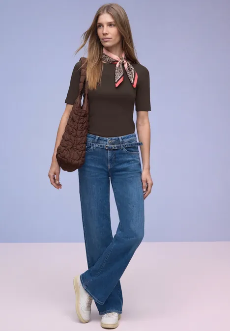 Shirt met knoopdetail espresso brown