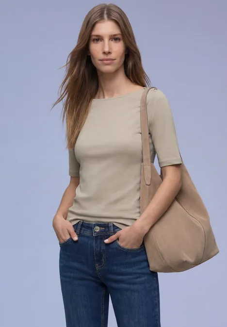 Shirt met knoopdetail timeless beige