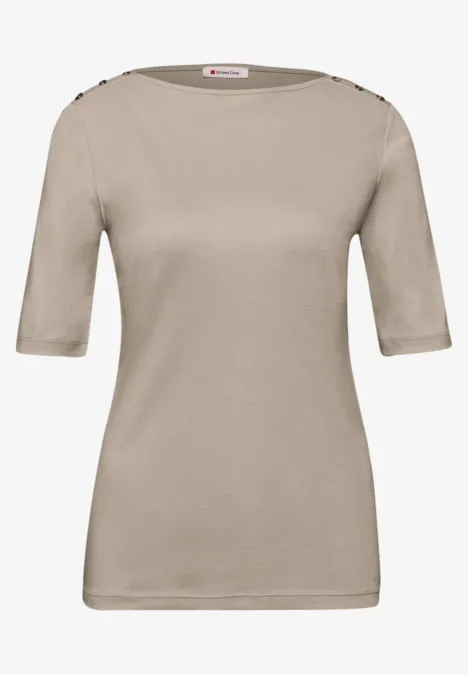 Shirt met knoopdetail timeless beige