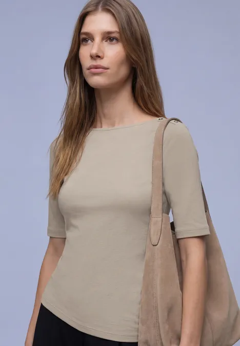 Shirt met knoopdetail timeless beige