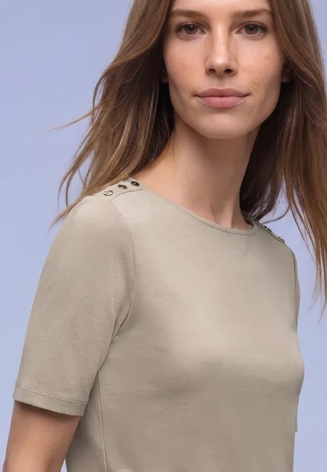 Shirt met knoopdetail timeless beige