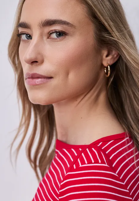 3/4-Arm Shirt mit U-Boot-Ausschnitt salsa red