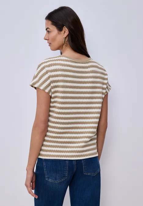 Dropped Shoulder Shirt mit Streifen smoke beige