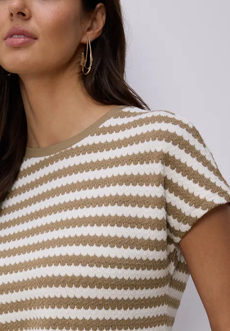 Dropped Shoulder Shirt mit Streifen smoke beige