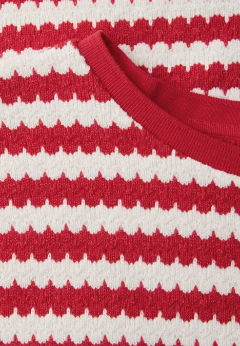 Shirt met losse schouders en strepen salsa red