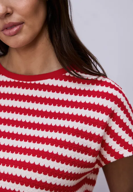 Shirt met losse schouders en strepen salsa red