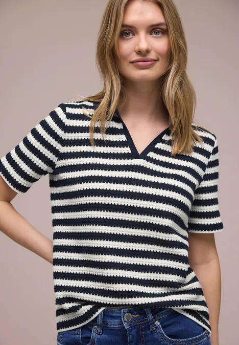Poloshirt met korte mouwen en strepen shadowed navy