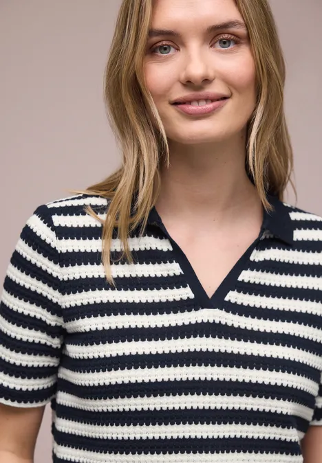 Poloshirt met korte mouwen en strepen shadowed navy