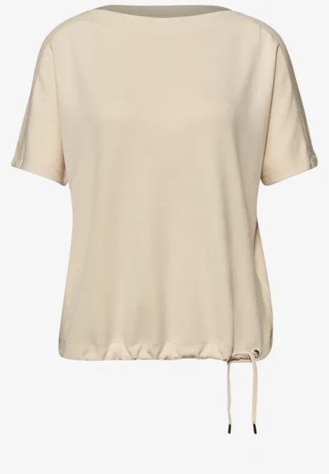 Shirt met overhangende schouders en geribd detail smoke beige