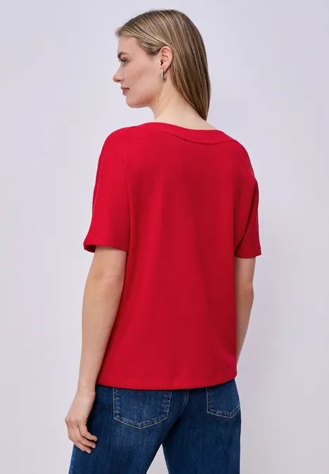 Dropped Shoulder Shirt mit Rippdetail salsa red Dropped Shoulder Shirt mit Rippdetail salsa red