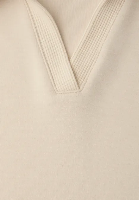 Polo à manches courtes avec détail de côtes smoke beige