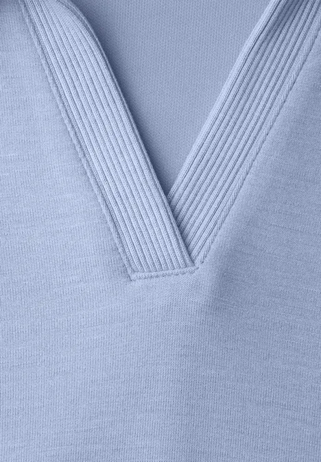 Polo à manches courtes avec détail de côtes cashmere blue