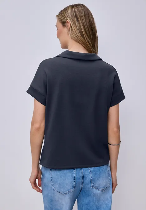 Polo à manches courtes avec détail de côtes shadowed navy