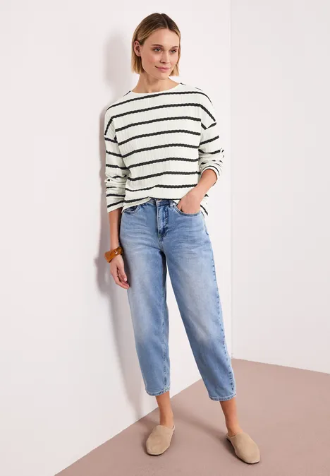 Shirt met lange mouwen in gebreide look shadowed navy