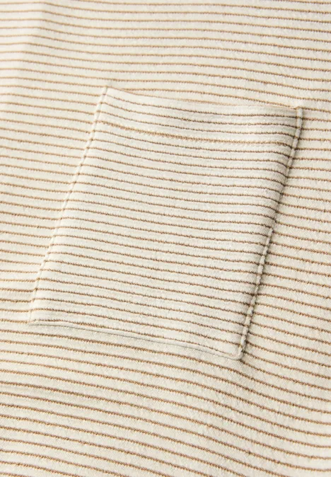 Shirt met korte mouwen en gestructureerde strepen safari beige