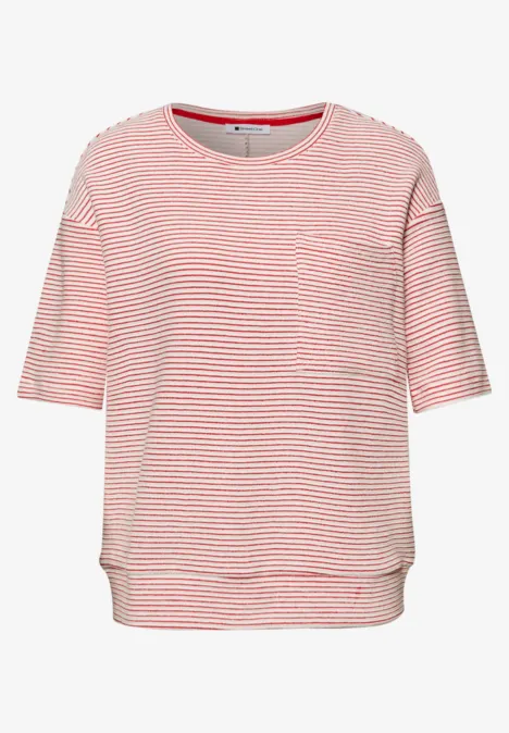 Kurzarmshirt mit Strukturstreifen salsa red Kurzarmshirt mit Strukturstreifen salsa red