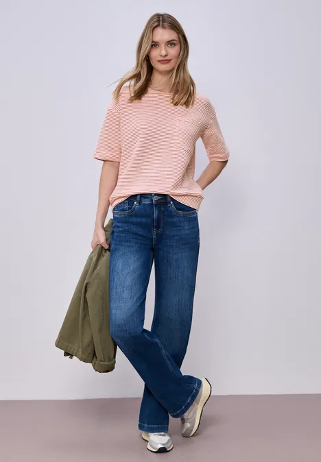 Kurzarmshirt mit Strukturstreifen salsa red Kurzarmshirt mit Strukturstreifen salsa red